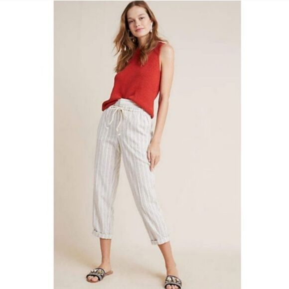 Anthropologie Seashore Striped Linen Blend Pants Size S - Picture 1 of 9